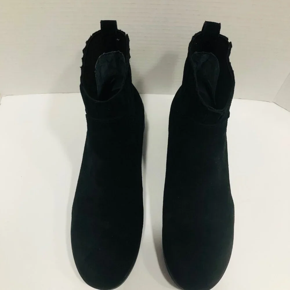 Abeo Womens 10M Black Suede Ankle‎ Boot Booties Goth Grunge Witchy Minimalist